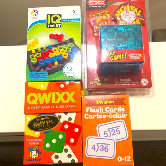 Other - ❌SOLD❌NEW Bundle of 4x, 3 games + Flash Cards Ages 6-12 Great stocking stuffers!